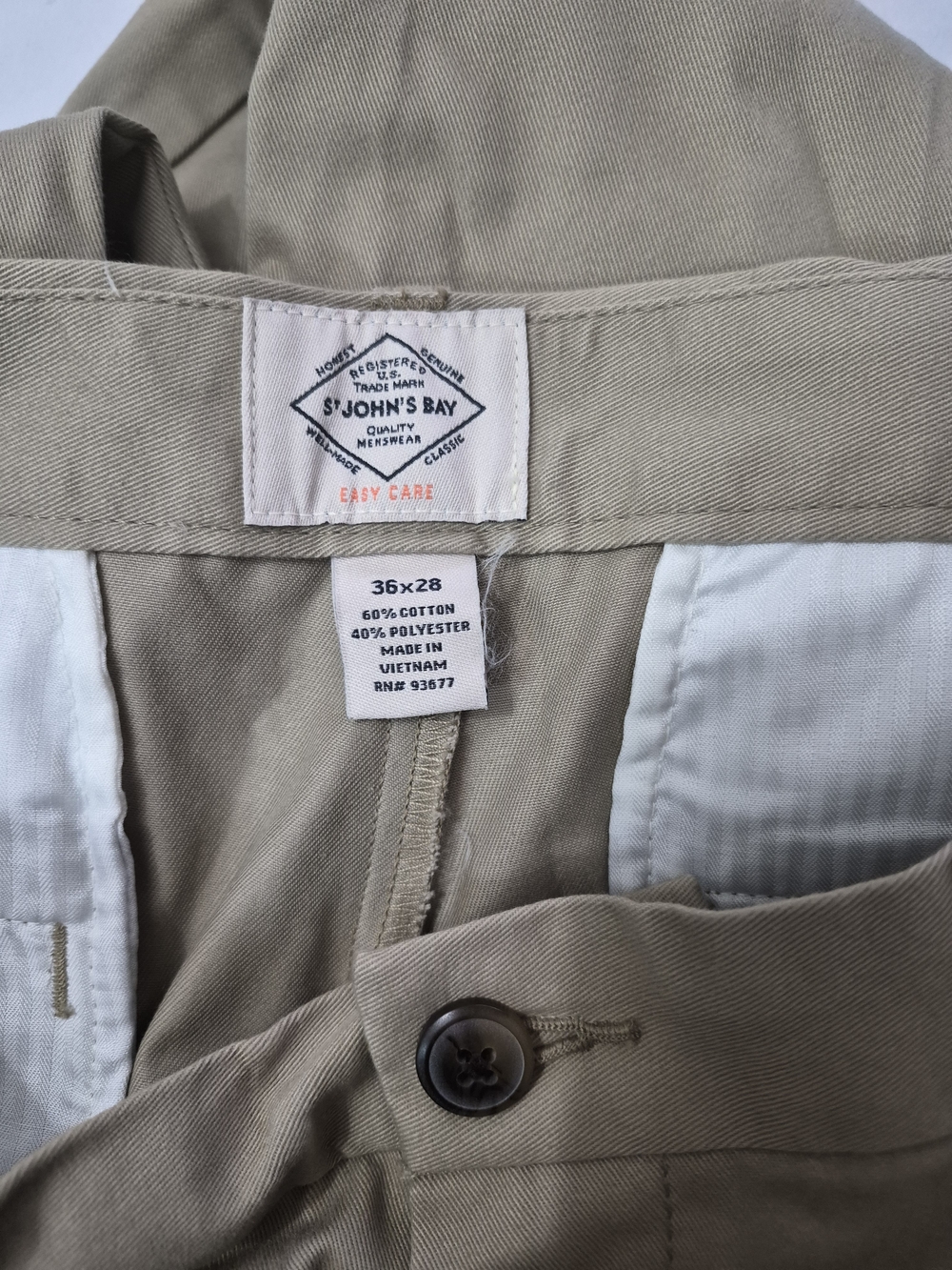 St. John's Bay Men's Khaki Chinos - Light Tan - Picture 3 of 4